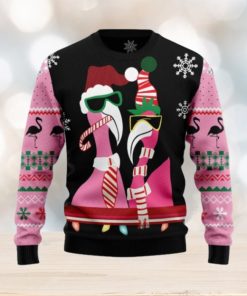 Candy Cane Flamingo Christmas Ugly Sweater