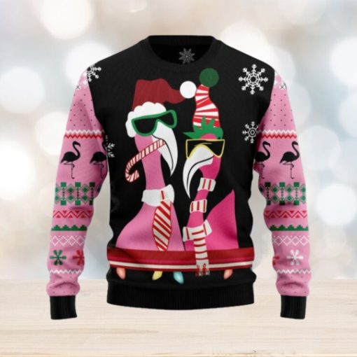 Candy Cane Flamingo Christmas Ugly Sweater