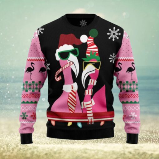 Candy Cane Flamingo Christmas Ugly Sweater