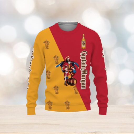 Captain Morgan Whiskey Beers And Whiskey Pattern Logo Christmas Gift Ugly 3D Sweater Christmas Gift Ideas All Over Printed