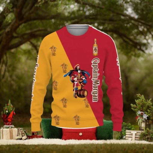 Captain Morgan Whiskey Beers And Whiskey Pattern Logo Christmas Gift Ugly 3D Sweater Christmas Gift Ideas All Over Printed