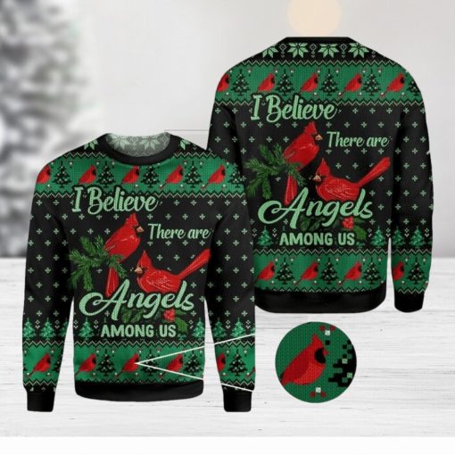 Cardinal I believe there are angels among us Ugly Christmas Sweater