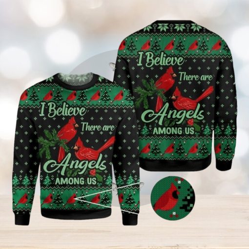 Cardinal I believe there are angels among us Ugly Christmas Sweater