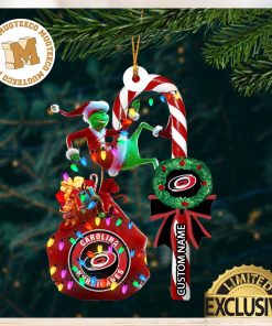 Carolina Hurricanes NHL Grinch Candy Cane Personalized Xmas Gifts Christmas Tree Decorations Ornament_40682689 1