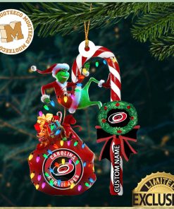 Carolina Hurricanes NHL Grinch Candy Cane Personalized Xmas Gifts Christmas Tree Decorations Ornament_40682689 1