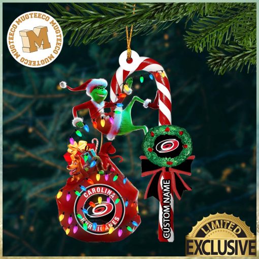 Carolina Hurricanes NHL Grinch Candy Cane Personalized Xmas Gifts Christmas Tree Decorations Ornament_40682689 1