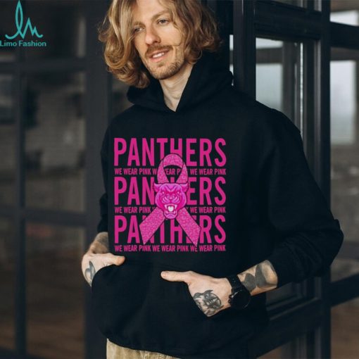 Carolina Panther Mascot We Wear Pink Cancer T shirt