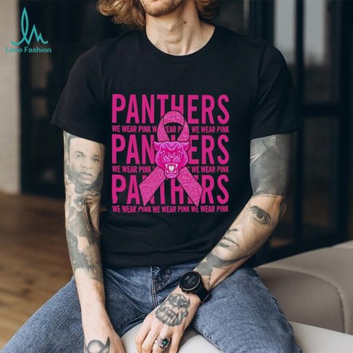Carolina Panther Mascot We Wear Pink Cancer T shirt