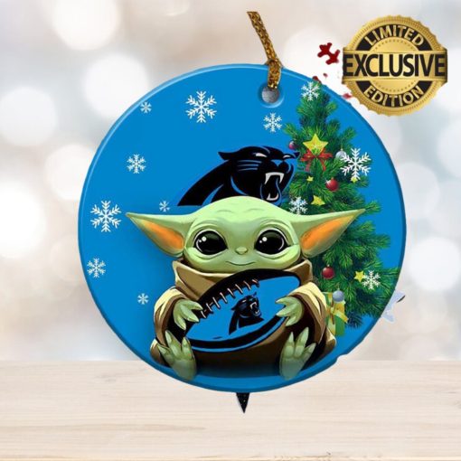 Carolina Panthers Baby Yoda NFL Christmas Tree Decorations Ceramic Ornament