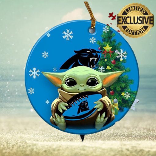 Carolina Panthers Baby Yoda NFL Christmas Tree Decorations Ceramic Ornament