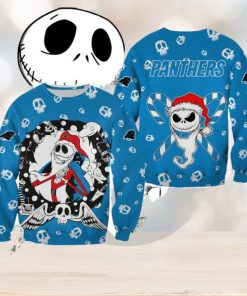 Carolina Panthers Christmas Jack Skellington Tradition Christmas Ugly Sweater Halloween For Men And Women