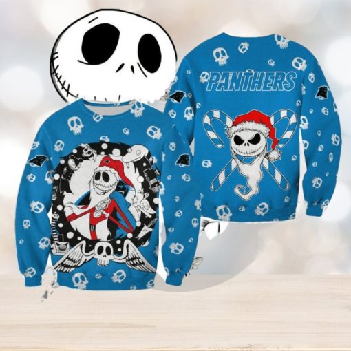 Carolina Panthers Christmas Jack Skellington Tradition Christmas Ugly Sweater Halloween For Men And Women