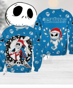 Carolina Panthers Christmas Jack Skellington Tradition Christmas Ugly Sweater Halloween For Men And Women