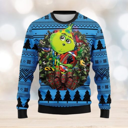 Carolina Panthers Grinch Hug Christmas Ugly Sweater 3D Christmas Xmas Sweater