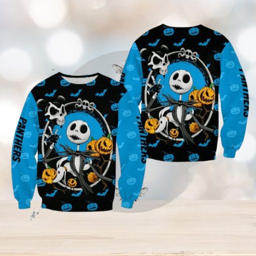 Carolina Panthers Jack Skellington Festivity Christmas Ugly Sweater Halloween For Men And Women