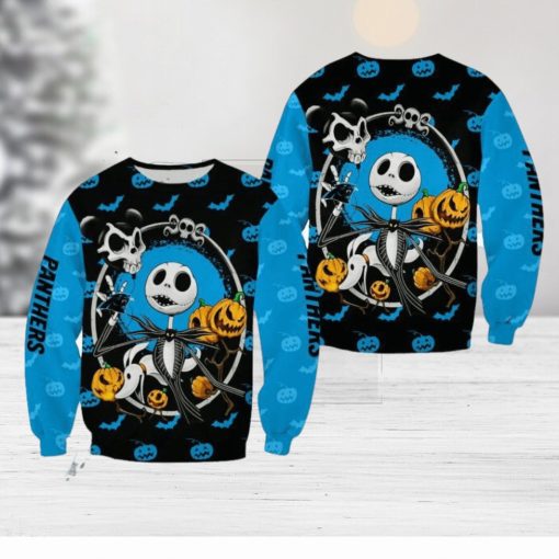 Carolina Panthers Jack Skellington Festivity Christmas Ugly Sweater Halloween For Men And Women