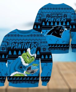 NFL Carolina Panthers Cute 12 Grinch Face Xmas Day Ugly Christmas Sweater  Sport Fans Men And Women Christmas Gift