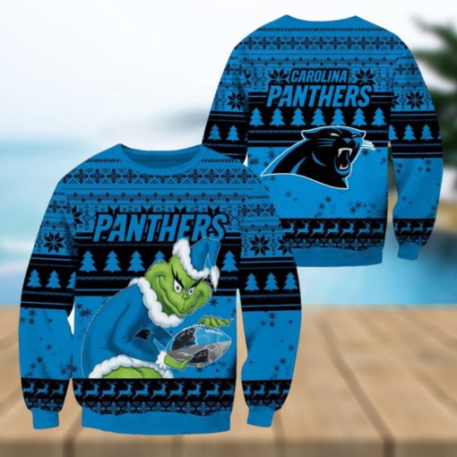 Carolina Panthers NFL Grinch Christmas Ugly Sweater Fans Gift Funny For Men And Women