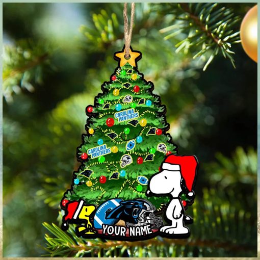 Carolina Panthers Personalized Your Name Snoopy And Peanut Ornament Christmas Gifts For NFL Fans SP161023133ID03
