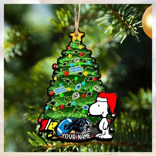 Carolina Panthers Personalized Your Name Snoopy And Peanut Ornament Christmas Gifts For NFL Fans SP161023133ID03