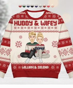 Cartoon Style Couple Christmas Gift For Spouse, Husband, Wife Personalized Unisex Ugly Sweater