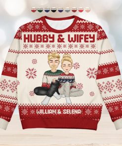 Cartoon Style Couple Christmas Gift For Spouse, Husband, Wife Personalized Unisex Ugly Sweater