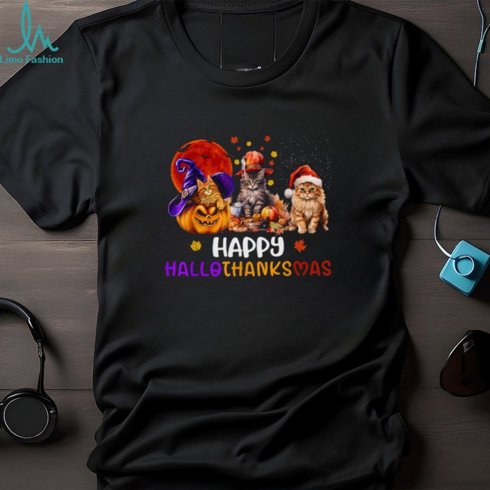 Cat Halloween Christmas Happy Hallothanksmas Thanksgiving Hooded Sweatshirt Cat Halloween Christmas Happy Hallothanksmas Thanksgiving Hooded Sweatshirt