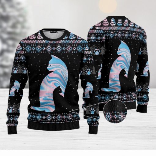 Cat Hologram Ugly Christmas 3D Sweater Gift For Men And Women