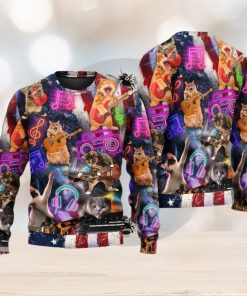 Cat Independence Day Cat Rocker Happy Ugly Christmas 3D Sweaters Gift For Men And Women