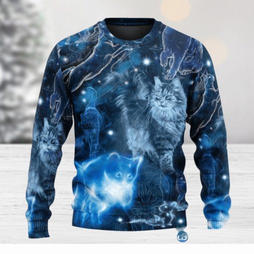 Cat Love Blue Neon Stunning Ugly Christmas 3D Sweaters Gift For Men And Women