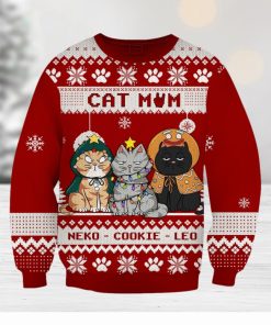 Cat Lover Custom Wool Ugly Sweater Cat Mom Personalized Christmas Gift