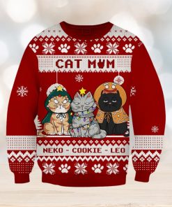 Cat Lover Custom Wool Ugly Sweater Cat Mom Personalized Christmas Gift