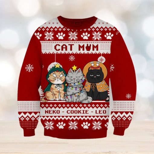 Cat Lover Custom Wool Ugly Sweater Cat Mom Personalized Christmas Gift