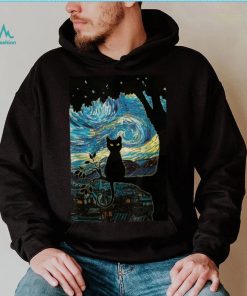 Cat Tshirt Starry Night Cat Tee, Van Gogh Cat Black Gift T Shirt