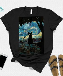 Cat Tshirt Starry Night Cat Tee, Van Gogh Cat Black Gift T Shirt