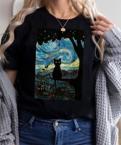Cat Tshirt Starry Night Cat Tee, Van Gogh Cat Black Gift T Shirt