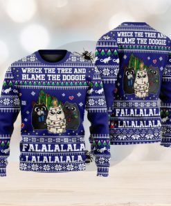 Cat Wreck The Tree Meowy Style Ugly Christmas 3D Sweater Gift For Men And Women