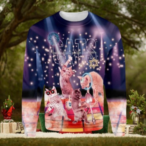 Cats And The Dreidel And The Silver Spoon Ugly Christmas Sweater