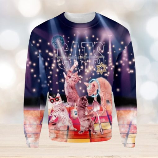 Cats And The Dreidel And The Silver Spoon Ugly Christmas Sweater