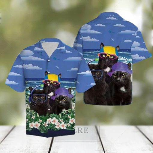 Cat’s Relaxed Summer Beach Hawaiian Adventure Shirt