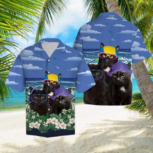 Cat’s Relaxed Summer Beach Hawaiian Adventure Shirt