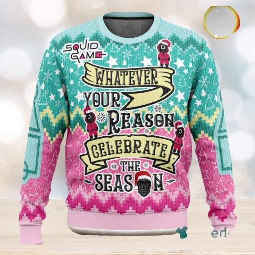 Celebrate The Season Squid Game 3D Ugly Christmas Sweater Unisex Christmas Sweater For Men And Women