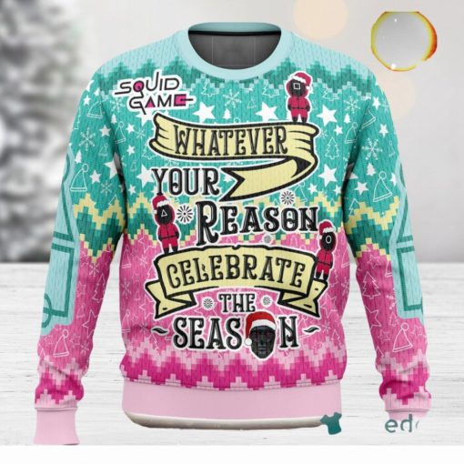 Celebrate The Season Squid Game 3D Ugly Christmas Sweater Unisex Christmas Sweater For Men And Women