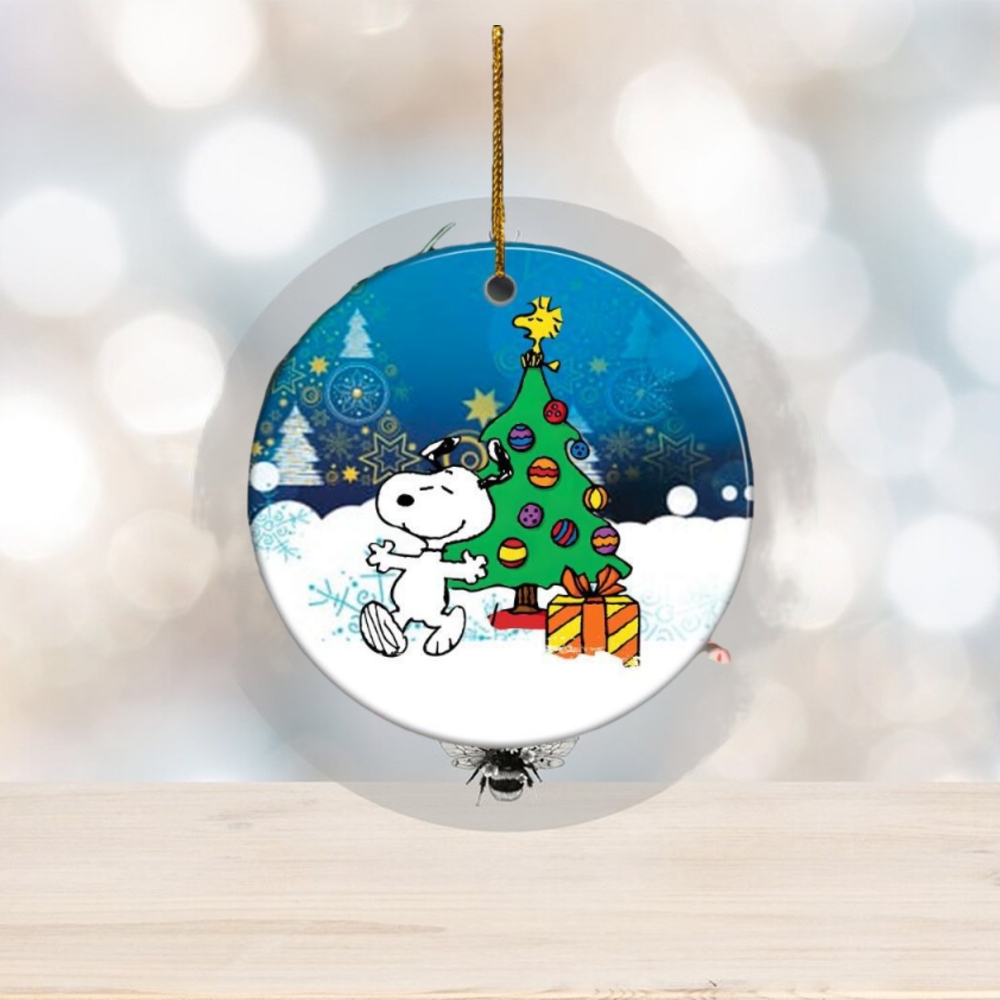 New England Patriots Snoopy Christmas Circle Ornament