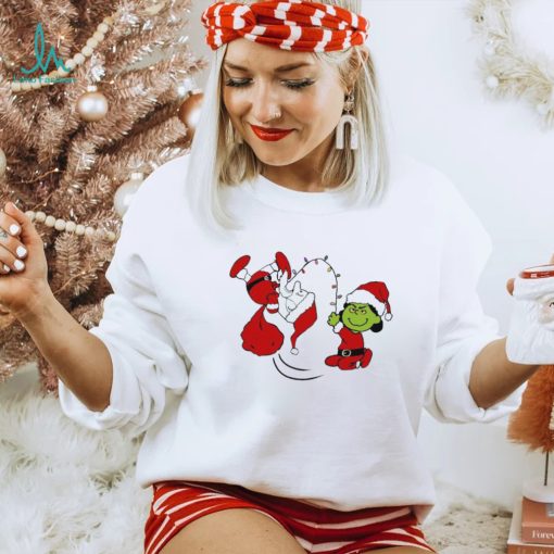 Charlie Brown Santa claus and Lucy Van Pelt grinch christmas shirt
