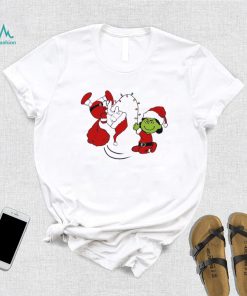 Charlie Brown Santa claus and Lucy Van Pelt grinch christmas shirt