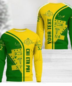 Chi Eta Phi In My Heart Yellow 3D Sweater Community Custom Name Logo For Men And Women Gift Christmas