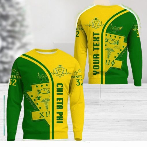 Chi Eta Phi In My Heart Yellow 3D Sweater Community Custom Name Logo For Men And Women Gift Christmas