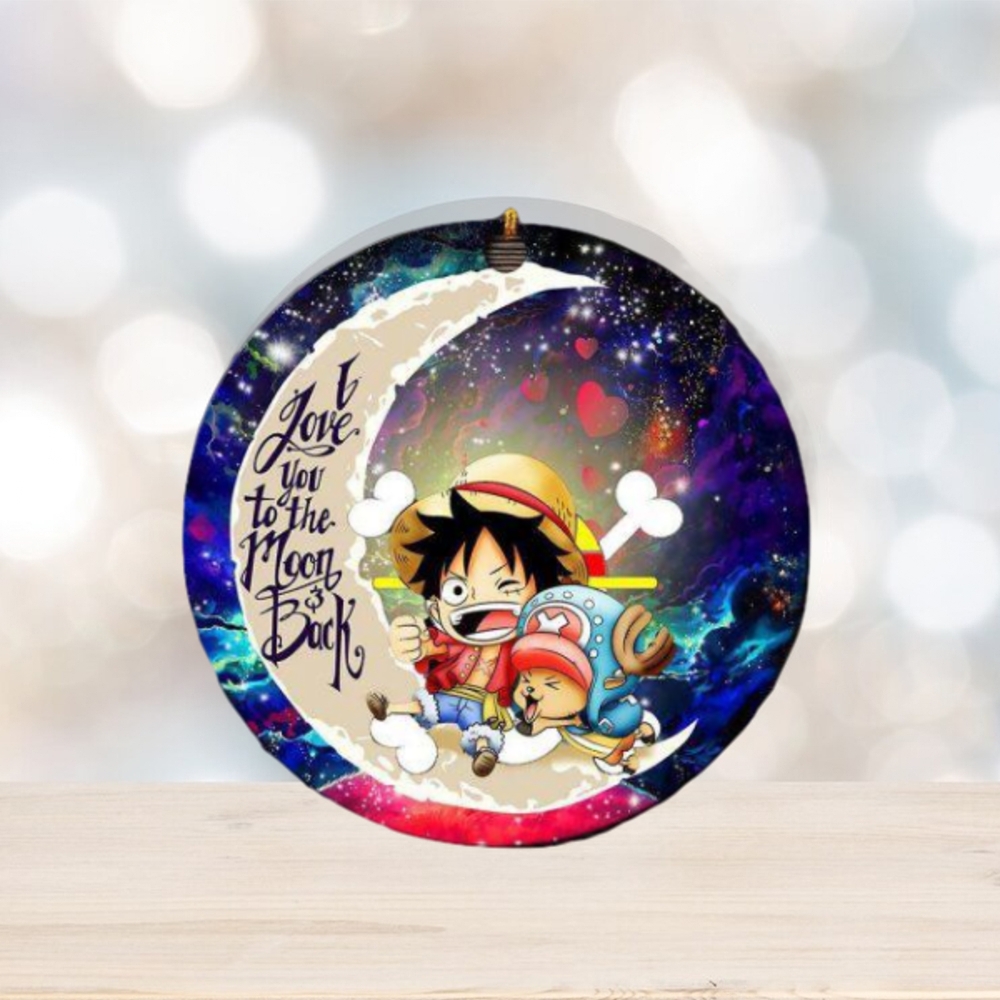 Chibi Luffy And Chopper One Piece Anime Love You To The Moon And Back  Galaxy Christmas Decorations Ornament - Mugteeco