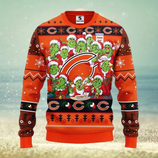 Chicago Bears 12 Grinch Xmas Day Christmas Ugly Sweater 3D Christmas Xmas Sweater